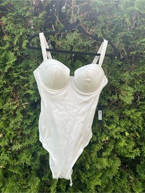 White Underwire Bustier One-Piece Swimsuit